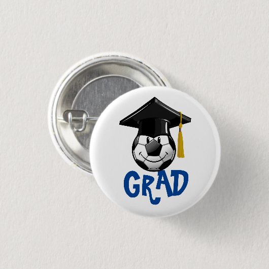 Lächelnder Fußball-Absolvent Button (Vorne & Hinten)