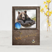 Lächelnder Geburtstags-Bär Karte (Gelbe Blume)