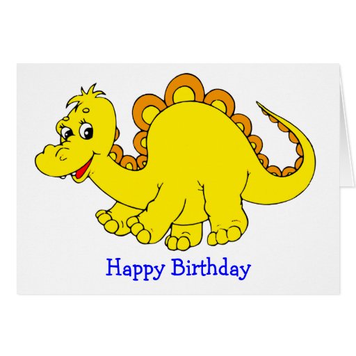 Lächelnder gelber Dinosaurier-Geburtstag Grußkarte | Zazzle