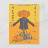 Lächelnder glücklicher Scarecrow Jack O' Lantern Postkarte (Vorderseite)