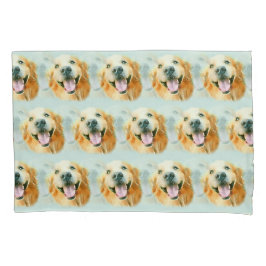 Lächelnder Golden Retriever Hund in Wasserfarbe Kissenbezug