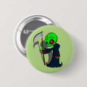 Lächelnder grimmiger Sensenmann Illustration Creep Button (Vorne & Hinten)