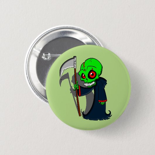 Lächelnder grimmiger Sensenmann Illustration Creep Button (Vorne & Hinten)