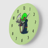 Lächelnder grimmiger Sensenmann Illustration Creep Große Wanduhr (Winkel)
