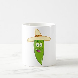 Lächelnder grüner Chili Pepper Kaffeetasse
