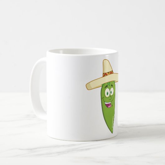 Lächelnder grüner Chili Pepper Kaffeetasse (Vorderseite Links)