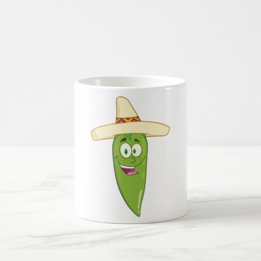 Lächelnder grüner Chili Pepper Kaffeetasse (Mittel)