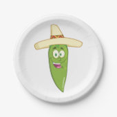 Lächelnder grüner Chili Pepper Pappteller (Vorderseite)