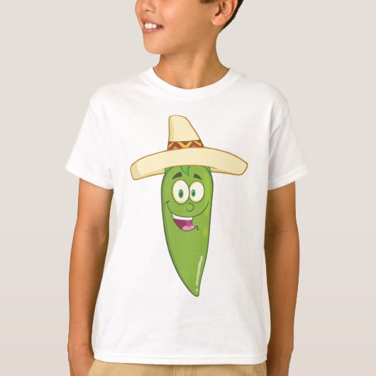 Lächelnder grüner Chili Pepper T-Shirt (Vorderseite)