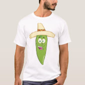 Lächelnder grüner Chili Pepper T-Shirt (Vorderseite)