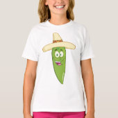 Lächelnder grüner Chili Pepper T-Shirt (Vorderseite)