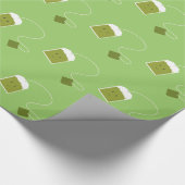 Lächelnder grüner Teebeutel Geschenkpapier (Ecke)