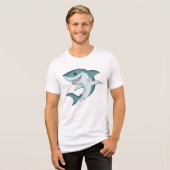 Lächelnder Hai Tri-Blend Shirt (Vorderseite voll)