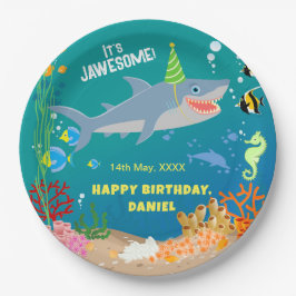 Lächelnder Hai unter dem Meeresjunge Geburtstagspa Pappteller