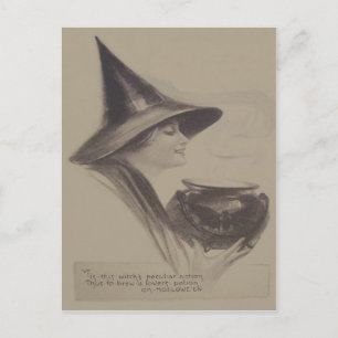 Lächelnder Hexenkessel-Zaubertrank Sepia Postkarte