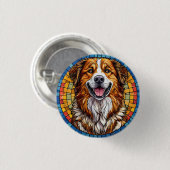 Lächelnder Hund im mosaikischen Hintergrund Button (Vorne & Hinten)