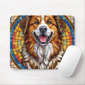 Lächelnder Hund im mosaikischen Hintergrund Mousepad (Mit Mouse)