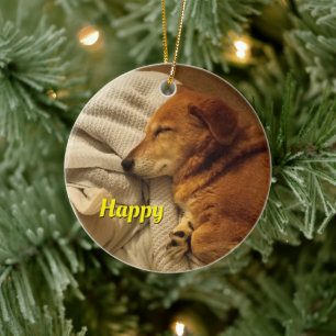 Lächelnder Hund Keramik Ornament