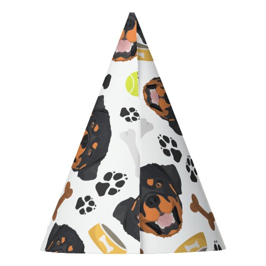 Lächelnder Hund Rottweiler Partyhütchen (Rückseite)