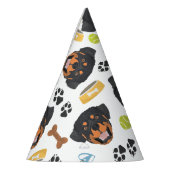 Lächelnder Hund Rottweiler Partyhütchen (Links)