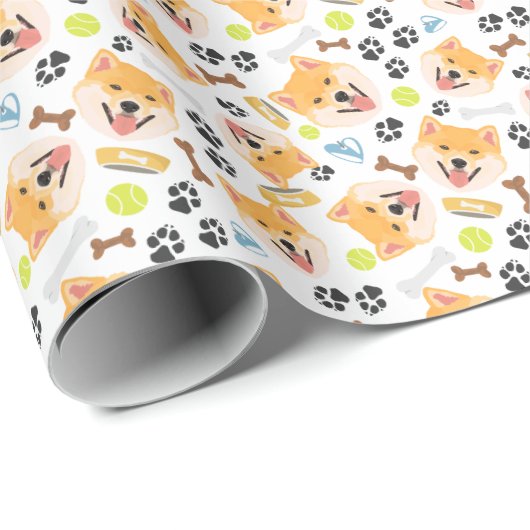 Lächelnder Hund Shiba Inu Geschenkpapier (Rolleneckpunkt)