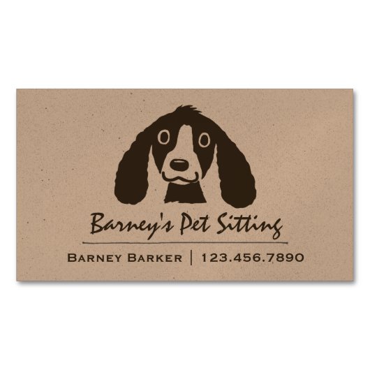 Lächelnder Hund | Sitzplatz für Haustiere | Tierpf Magnetische Visitenkarte (Vorderseite)