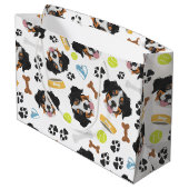 Lächelnder HundBernese Gebirgshund Große Geschenktüte (Rückseite Schrägansicht)