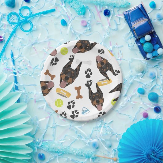 Lächelnder Hundedobermann Pappteller (Party)