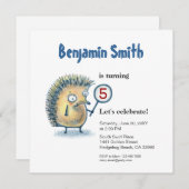 Lächelnder Igels-personalisierter Kindergeburtstag Einladung (Vorne/Hinten)