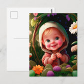 Lächelnder Junge 3d Postkarte (Vorne/Hinten)