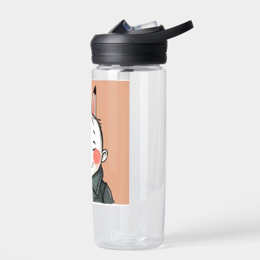 Lächelnder Junge mit Hasenohren Kindliche Freude Trinkflasche (Links)