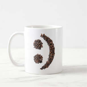 Lächelnder Kaffee Bean Emoji Face Texter Kaffeetasse