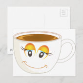 Lächelnder Kaffee - Weibliche Postkarte (Vorne/Hinten)