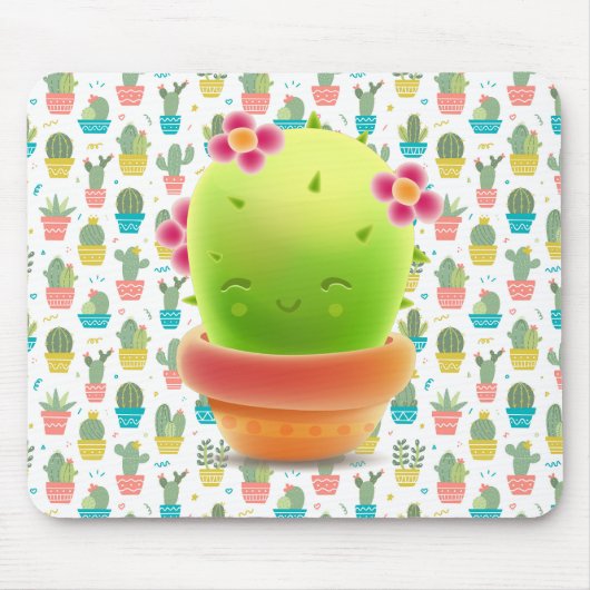 Lächelnder Kaktus Mousepad (Vorne)