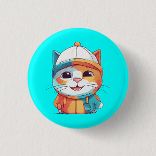 Lächelnder Katzenhut Clipart Button