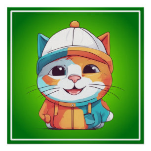 Lächelnder Katzenhut Clipart Poster