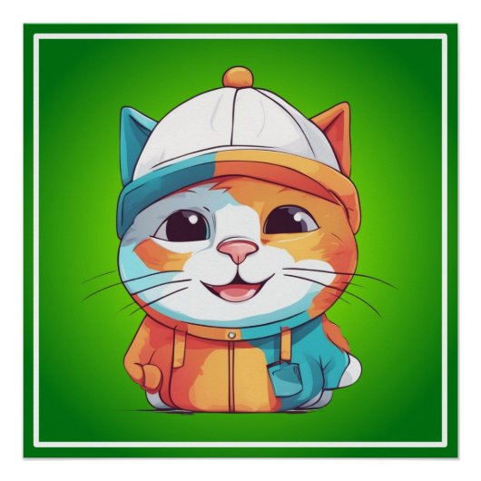 Lächelnder Katzenhut Clipart Poster (Vorderseite)