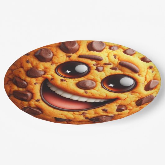 Lächelnder Keks. Pappteller (Schrägansicht)