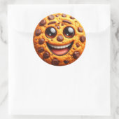 Lächelnder Keks. Runder Aufkleber (Tasche)