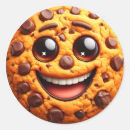 Lächelnder Keks. Runder Aufkleber