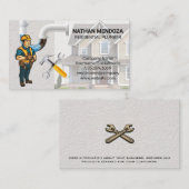 lächelnder Klempner | Blockierte Rohre | Wrenches Visitenkarte (Vorne/Hinten)