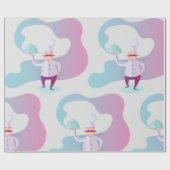 Lächelnder Koch mit Mustache und Serviertablett Geschenkpapier (Flach)