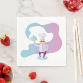 Lächelnder Koch mit Mustache und Serviertablett Serviette (Beispiel)