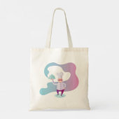 Lächelnder Koch mit Mustache und Serviertablett Tragetasche (Rückseite)