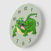 Lächelnder Krokodile-Cartoon Große Wanduhr (Winkel)