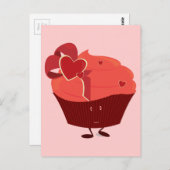 Lächelnder Kuchen mit Herzdekoration Postkarte (Vorne/Hinten)