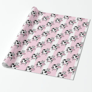 Lächelnder Kuh-Mädchen-Tierdruck Geschenkpapier