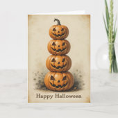 Lächelnder Kürbisstein Lighthearted Halloween Spaß Karte (Vorderseite)
