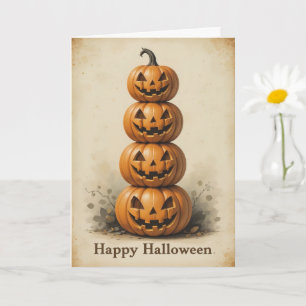 Lächelnder Kürbisstein Lighthearted Halloween Spaß Karte