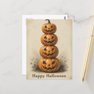 Lächelnder Kürbisstein Lighthearted Halloween Spaß Postkarte
